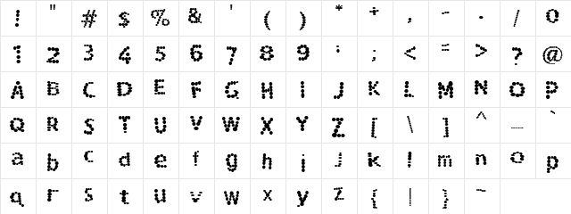 Dots Regular  glyph index