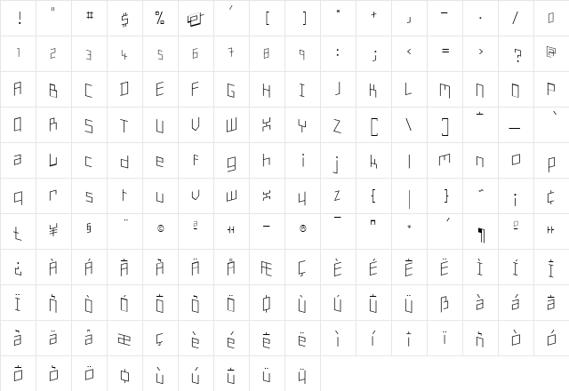 Minimum Regular  glyph index