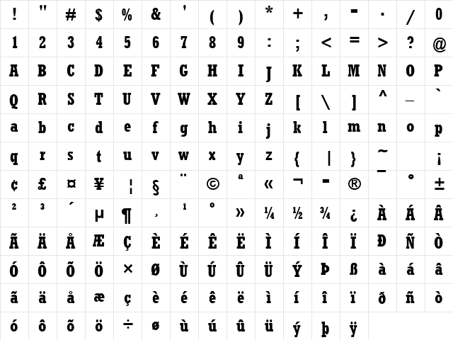 Summit Meeting 1 Regular  glyph index