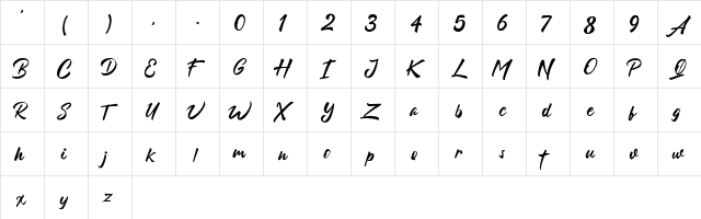Backabon Regular  glyph index
