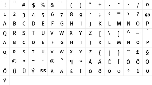 MetaBookCE Book  glyph index