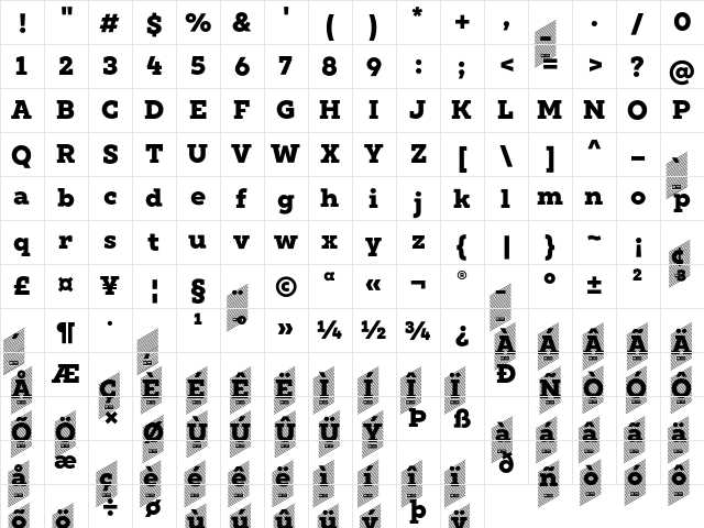XXII Geom Slab DEMO Heavy  glyph index