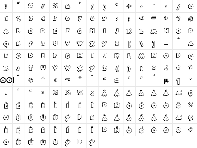 Tooney Noodle NF Regular  glyph index