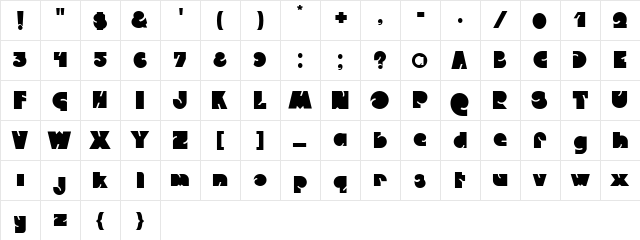 Qweckle Regular  glyph index