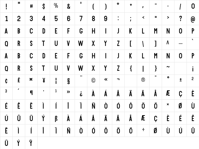 Bonjour De Jong Sans Regular  glyph index