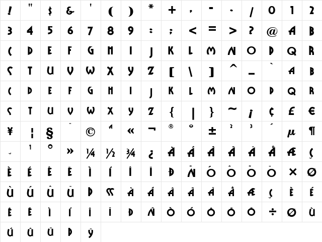 Public-Enemy Regular  glyph index