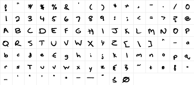 Lefty Regular  glyph index
