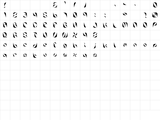 Harb Regular  glyph index