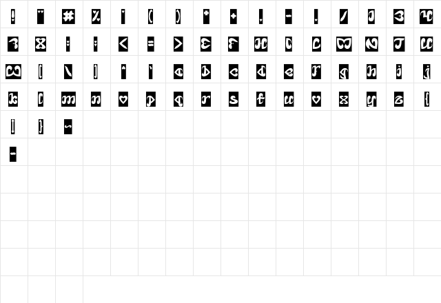 Eternal Love-Inverse Regular  glyph index