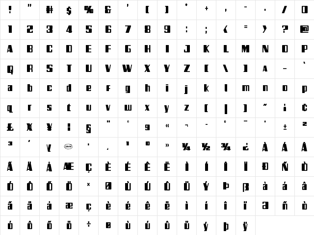 Galactic Storm Condensed Condensed  glyph index