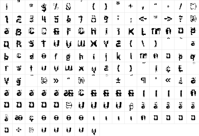 F2FEIDeeCons LT Std Regular  glyph index