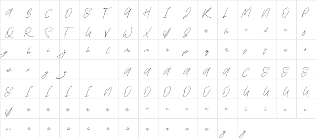 Zephira Demo Regular  glyph index