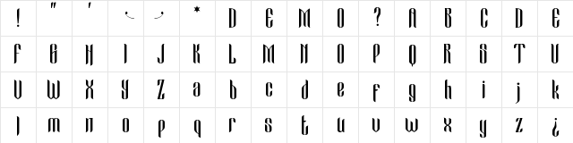 Cameo Sweet Gothic Regular  glyph index