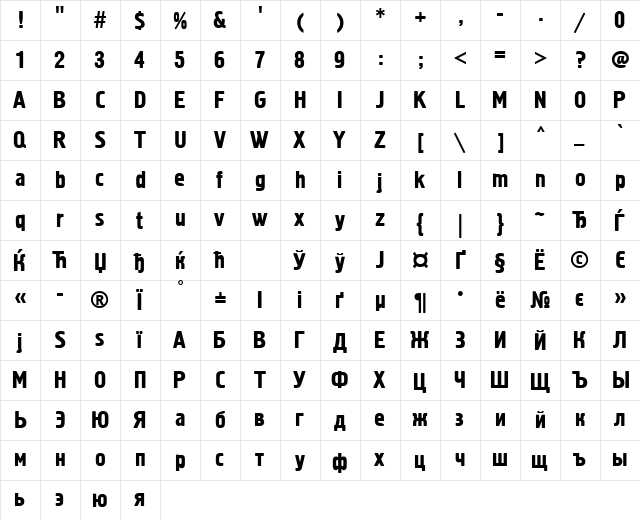 HermesCTT Regular  glyph index