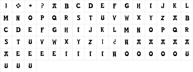 Vasca Berria TT Regular  glyph index