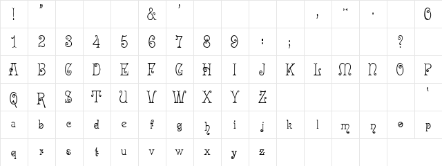 Artwork Regular  glyph index