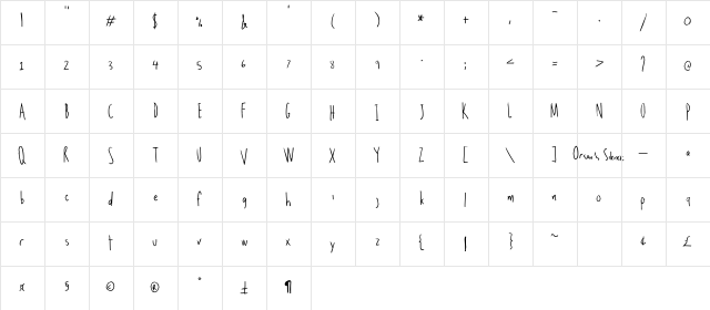 orson's silence Regular  glyph index