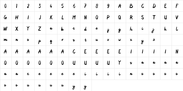Artdraws Demo Regular  glyph index