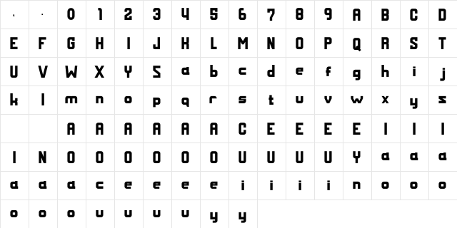 MALDINI Bold  glyph index