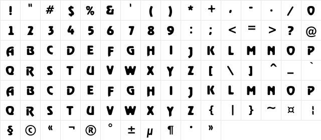 a_RewinderTitulRgh Bold  glyph index