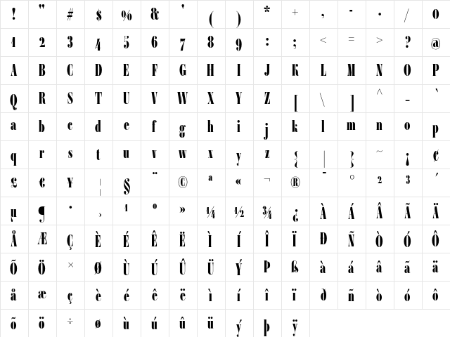 Ambroise Francois Black  glyph index
