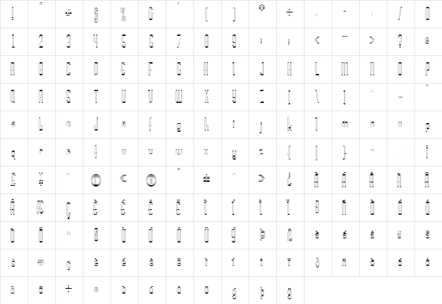 Devon-HollowCondensed Normal  glyph index