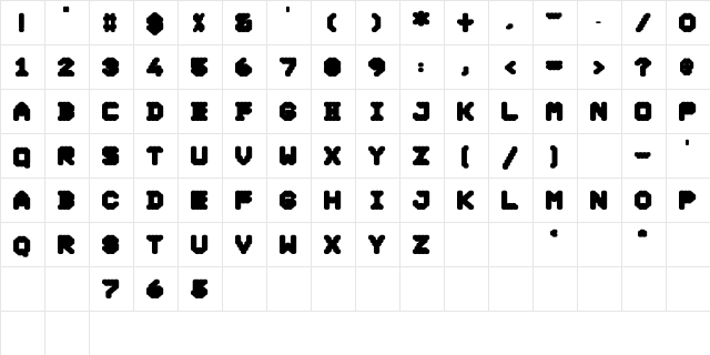 DS Ticket85 Regular  glyph index