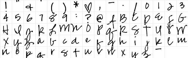 Pea Jenny Script Regular  glyph index