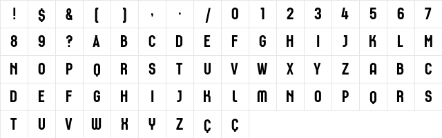 Aurelio Titling Trial  glyph index