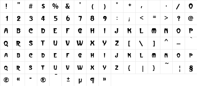Art-Metropol Regular  glyph index