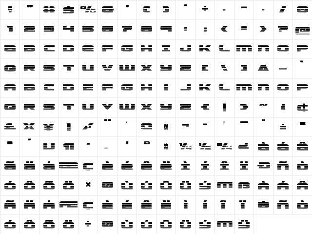 Speed Phreak Halftone Regular  glyph index