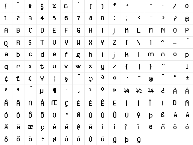 TantalusBold Regular  glyph index