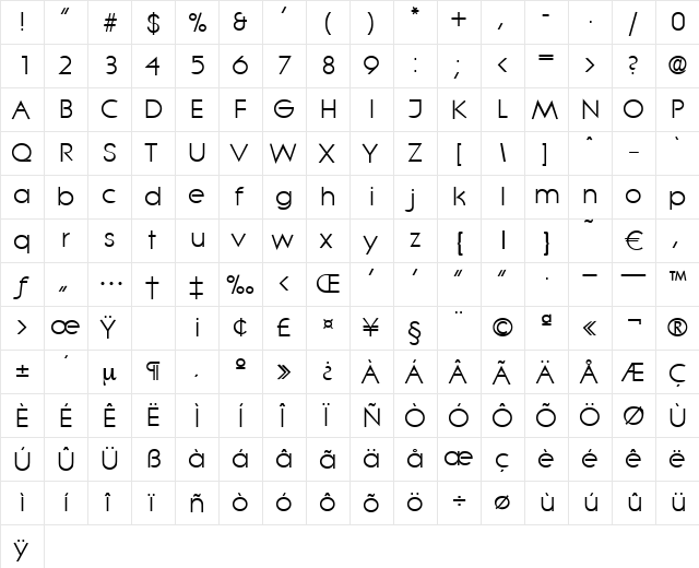 Litera-Regular Regular  glyph index
