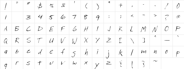 The Mummy Regular  glyph index