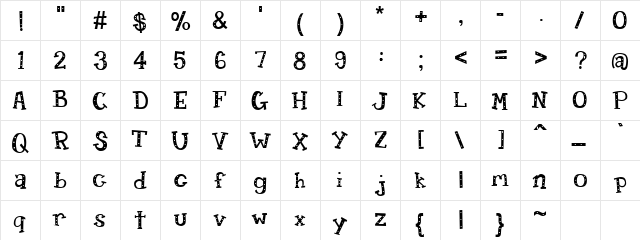 Candy Randy Regular  glyph index