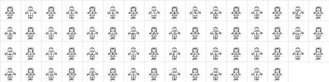 101! Hands Across America Regular  glyph index