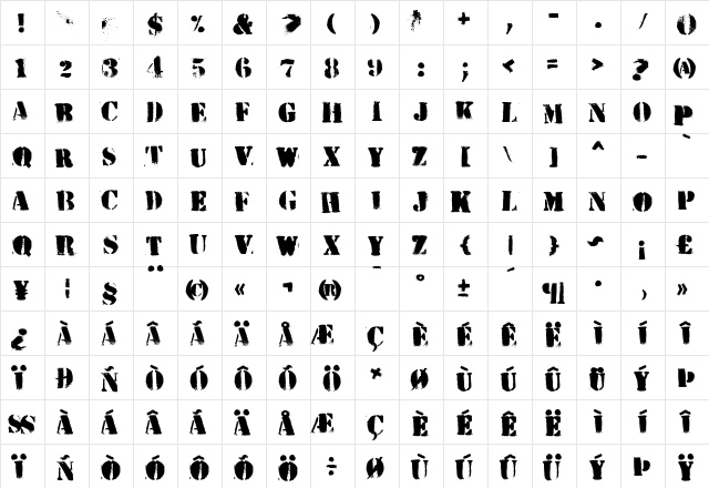 HVD Peace Regular  glyph index