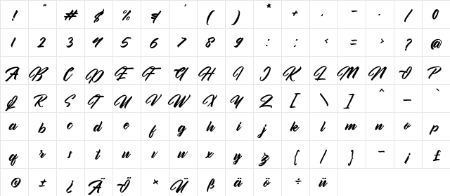 Artoone Oriottes Regular  glyph index