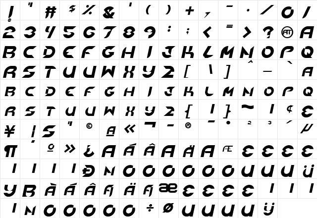 NewDigital Original  glyph index