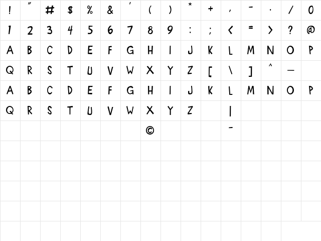 Indy Effects Regular  glyph index