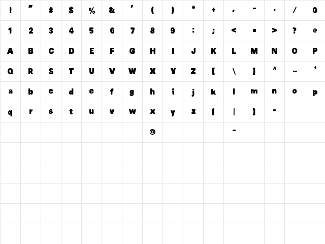 MTF Chubb Regular  glyph index