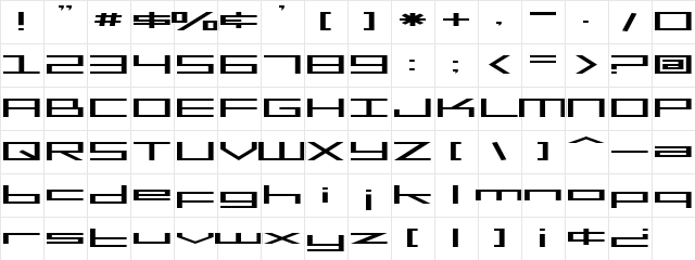 SF Square Head Extended Regular  glyph index