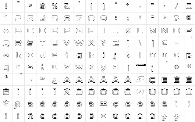 Sui Generis Outline Regular  glyph index