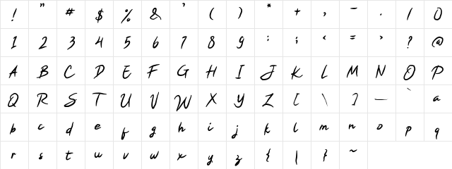 The Hammerstone Regular  glyph index