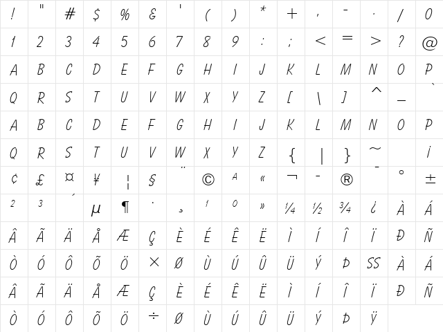 Balloon Light  glyph index