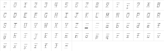 Miss Olsen's Classroom Italic  glyph index