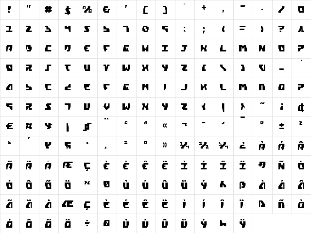 Gyrfalcon Condensed Condensed  glyph index