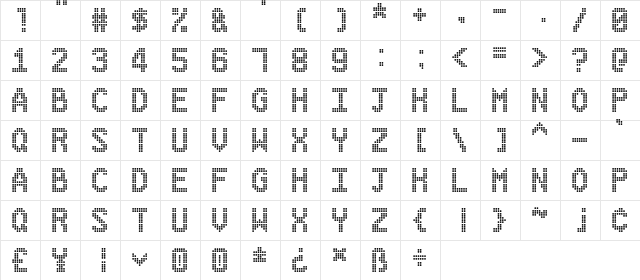 Danger on the Motorway Regular  glyph index