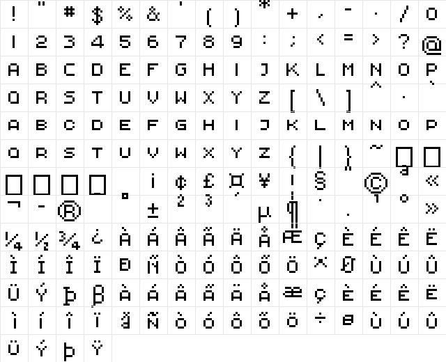 01Traffix Bold  glyph index