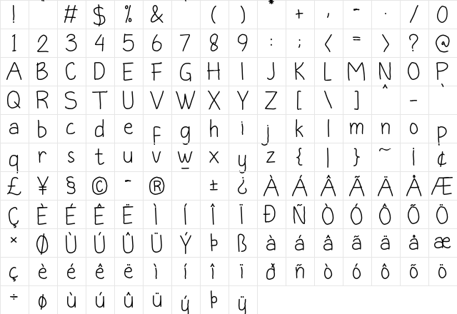 Little Angel Demo Regular  glyph index